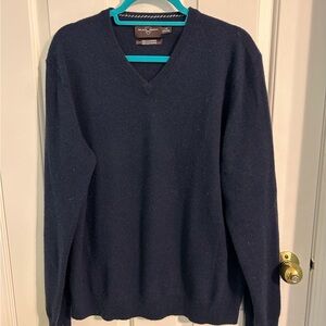 Black Brown 1826 Deep Blue Cashmere V-Neck Sweater